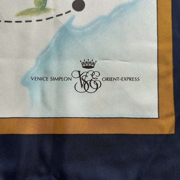 Vintage Venice Simplon Orient Express Silk Scarf Journey Pattern - Picture 1 of 13